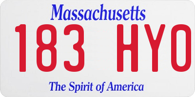MA license plate 183HY0