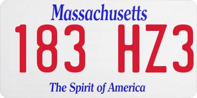 MA license plate 183HZ3