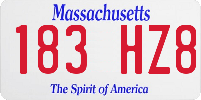 MA license plate 183HZ8