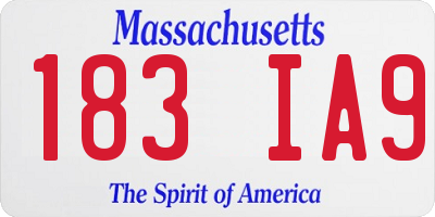 MA license plate 183IA9