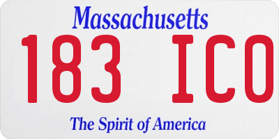 MA license plate 183IC0