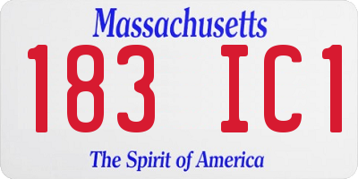 MA license plate 183IC1