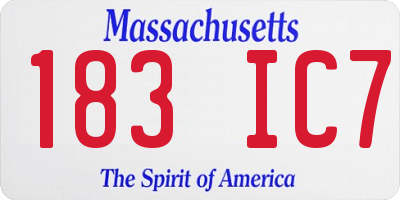 MA license plate 183IC7