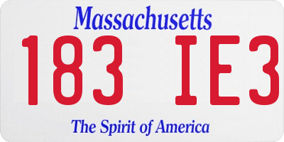 MA license plate 183IE3