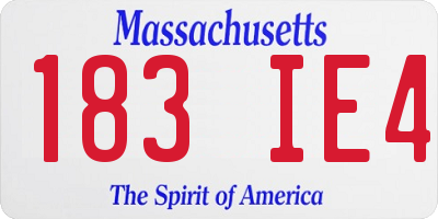 MA license plate 183IE4