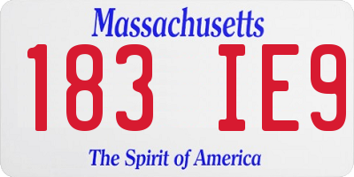 MA license plate 183IE9