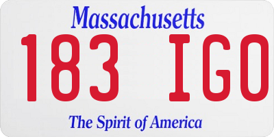 MA license plate 183IG0