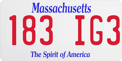 MA license plate 183IG3