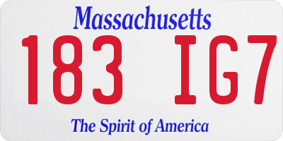 MA license plate 183IG7