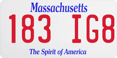 MA license plate 183IG8