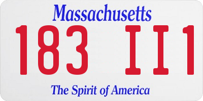 MA license plate 183II1