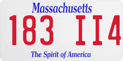 MA license plate 183II4