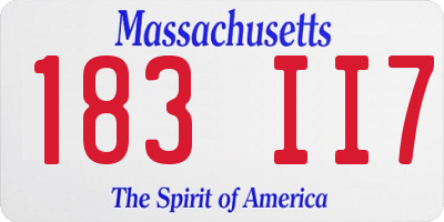 MA license plate 183II7