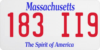 MA license plate 183II9