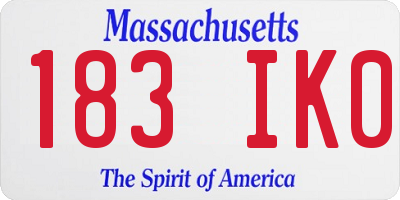 MA license plate 183IK0