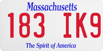 MA license plate 183IK9