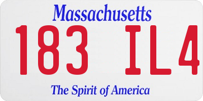 MA license plate 183IL4