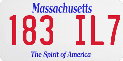 MA license plate 183IL7