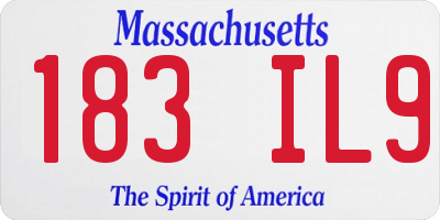 MA license plate 183IL9