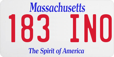 MA license plate 183IN0