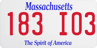 MA license plate 183IO3