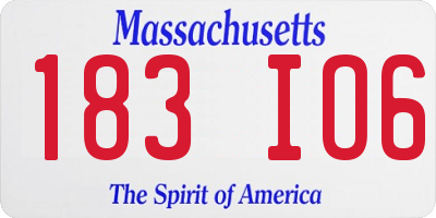 MA license plate 183IO6