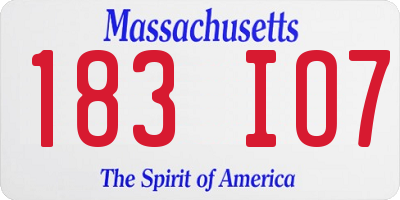 MA license plate 183IO7
