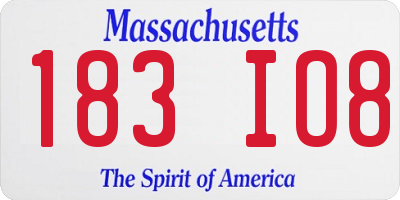 MA license plate 183IO8