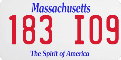 MA license plate 183IO9