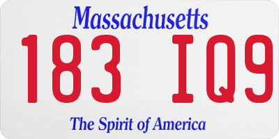 MA license plate 183IQ9