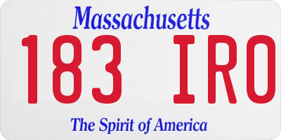 MA license plate 183IR0