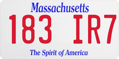 MA license plate 183IR7