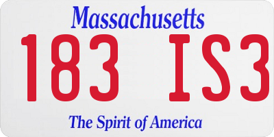 MA license plate 183IS3