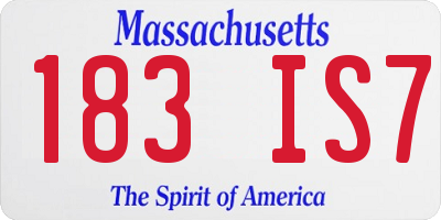 MA license plate 183IS7