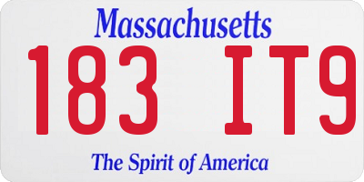 MA license plate 183IT9