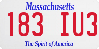 MA license plate 183IU3