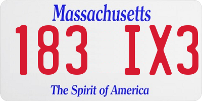 MA license plate 183IX3