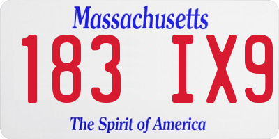 MA license plate 183IX9