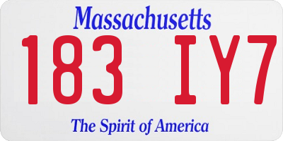 MA license plate 183IY7