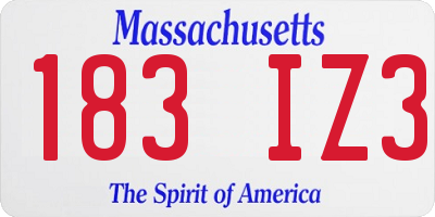 MA license plate 183IZ3