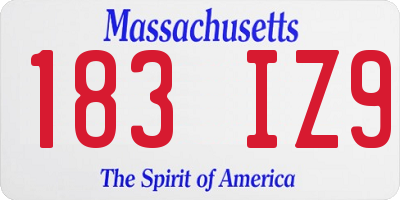 MA license plate 183IZ9
