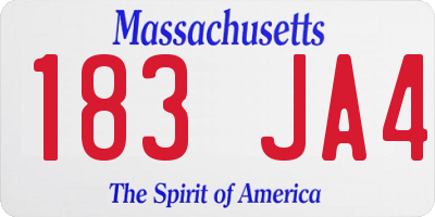 MA license plate 183JA4