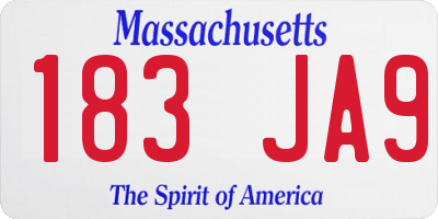 MA license plate 183JA9