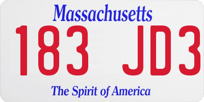 MA license plate 183JD3