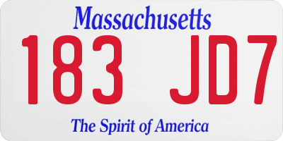 MA license plate 183JD7