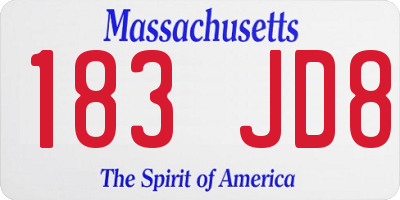 MA license plate 183JD8