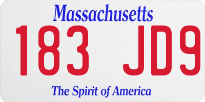 MA license plate 183JD9