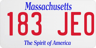 MA license plate 183JE0