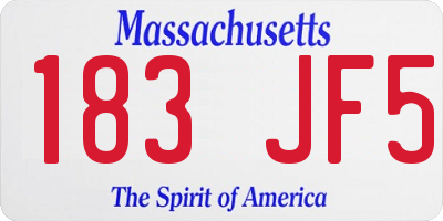MA license plate 183JF5