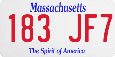 MA license plate 183JF7